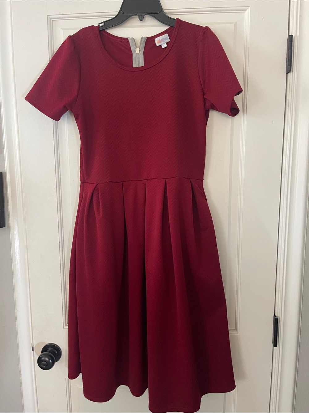 Lularoe Short Sleeve Burgundy Fit-and-Flare Dress